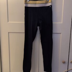 PINK Victoria's Secret Navy Blue Leggings with Gold Band